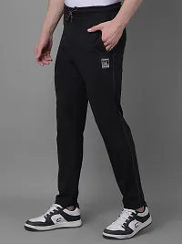 Comfortable Black Cotton Blend Regular Track Pants For Men-thumb2