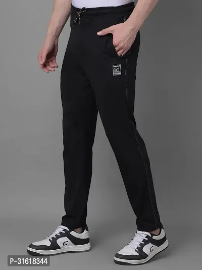 Comfortable Black Cotton Blend Regular Track Pants For Men-thumb3