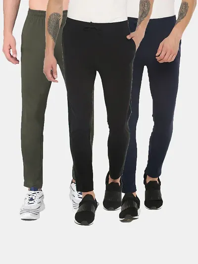 Trendy Cotton Blend Regular Track Pants For Men 