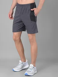 Comfortable Grey Cotton Blend Regular Shorts For Men-thumb2