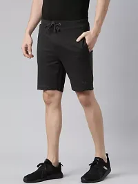 Stylish Cotton Black Regular Fit 3/4th Shorts For Men-thumb3