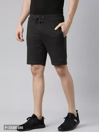 Stylish Cotton Black Regular Fit 3/4th Shorts For Men-thumb4