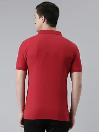 Stylish Red Cotton Solid Short Sleeves Polos For Men-thumb1