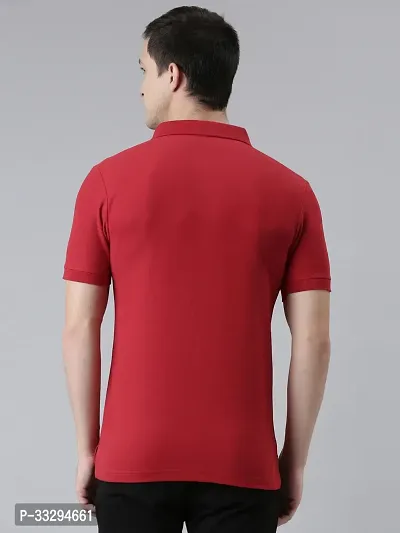 Stylish Red Cotton Solid Short Sleeves Polos For Men-thumb2