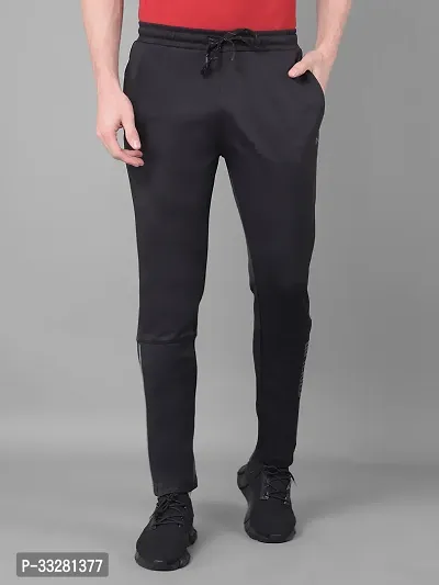 Stylish Black Polyester Regular Track Pants For Men-thumb0