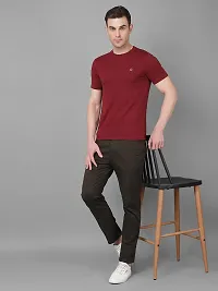 Reliable Red Cotton Blend Solid T-Shirt For Men-thumb4