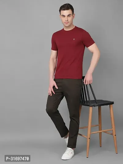 Reliable Red Cotton Blend Solid T-Shirt For Men-thumb5