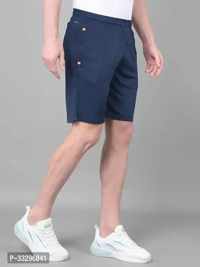 Stylish Blue Polyester Solid Regular Fit Sports Shorts For Men-thumb2