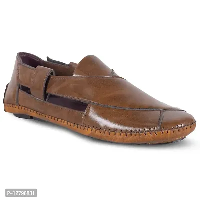 Lish Tree Men's Brown Synthetic Velcro and Stylish Roman Sandals 9UK