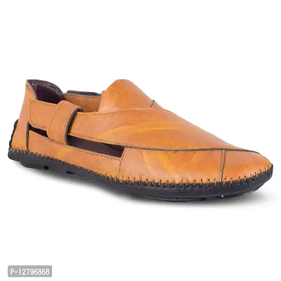 Lish Tree Men's Tan Synthetic Velcro and Stylish Roman Sandals 7UK