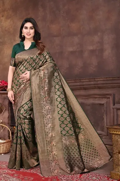 Beautiful Art Silk Saree with Blouse piece For Women