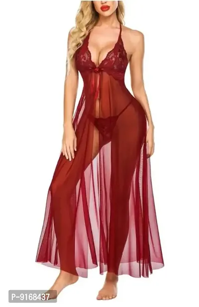 Babydoll Maroon Long Dress-thumb0