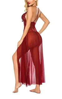 Babydoll Maroon Long Dress-thumb1