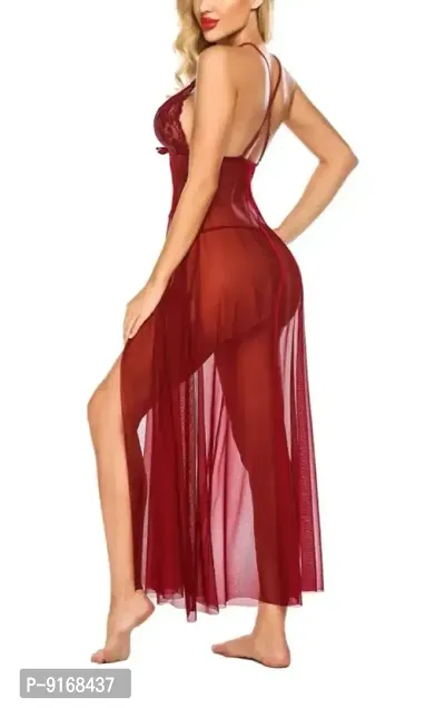 Babydoll Maroon Long Dress-thumb2