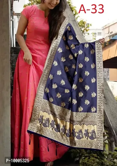 Stylish Fancy Taffeta Silk Ethnic Gown With Dupatta Set For Women-thumb2