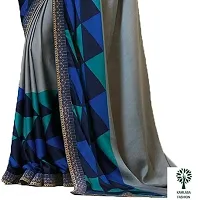 Alluring Grey Georgette Printed Saree with Blouse piece-thumb1