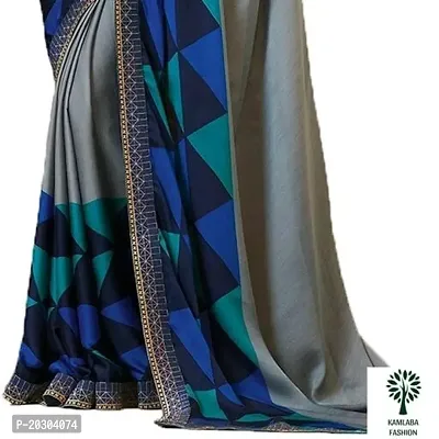 Alluring Grey Georgette Printed Saree with Blouse piece-thumb2