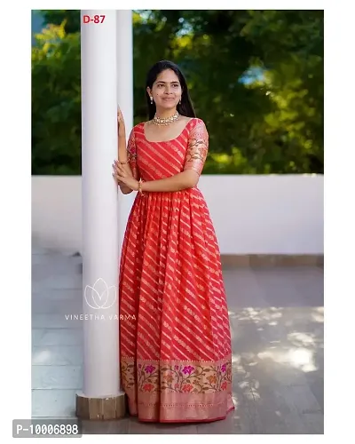 Stylish Fancy Muslin Ethnic Gown For Women