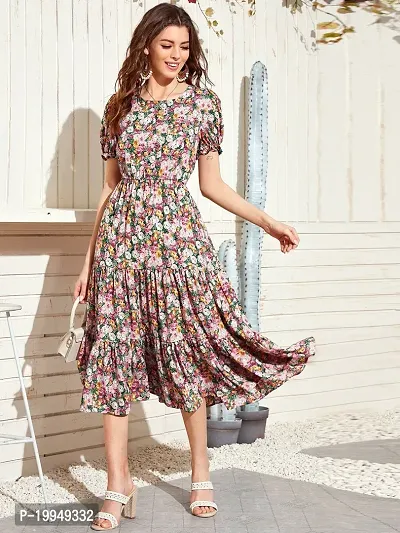 Stylish Multicoloured Printed Georgette Gown For Women
