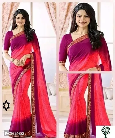 Alluring Pink Georgette Printed Saree with Blouse piece-thumb0