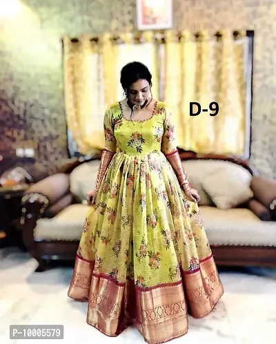 Stylish Fancy Chanderi Silk Ethnic Gowns For Women