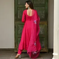 Beautiful Anarkali Pink Embroidered Taffeta Silk Kurta Pant with Dupatta For Women-thumb3