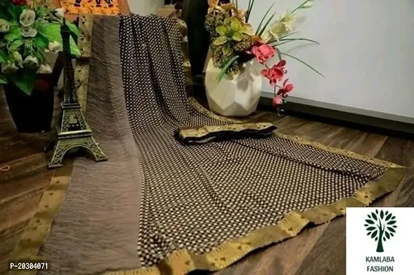 Alluring Brown Georgette Printed Saree with Blouse piece
