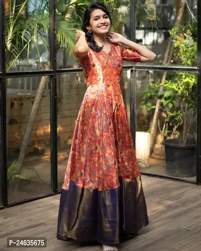 Beautiful Multicoloured Printed Georgette Gown