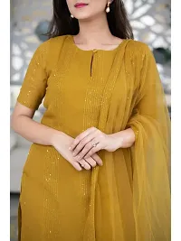 Attractive Yellow Cotton Solid A-Line Kurta Pant Set For Women-thumb1