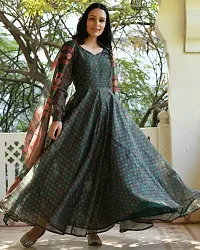 Stylish Green Georgette Anarkali Gown For Women-thumb2