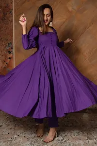 Stylish Purple Woven Design Taffeta Silk Gown with Bottom And Dupatta Set For Women-thumb1