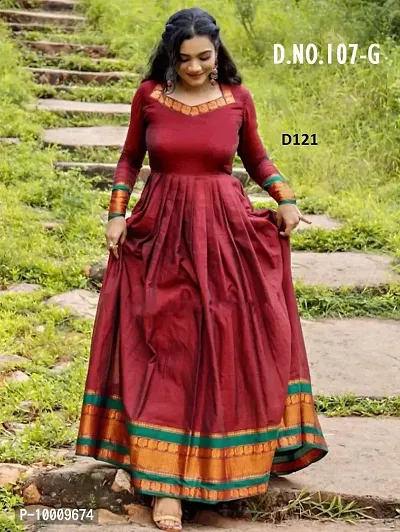 Stylish Fancy Taffeta Silk Woven Design Ethnic Gowns For Women