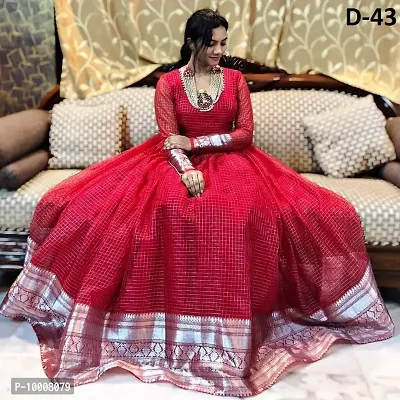 Stylish Fancy Chanderi Cotton Woven Design Ethnic Gown For Women