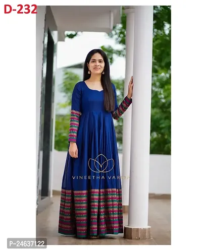 Indo-western Navy Blue Woven Design Taffeta Silk Gown