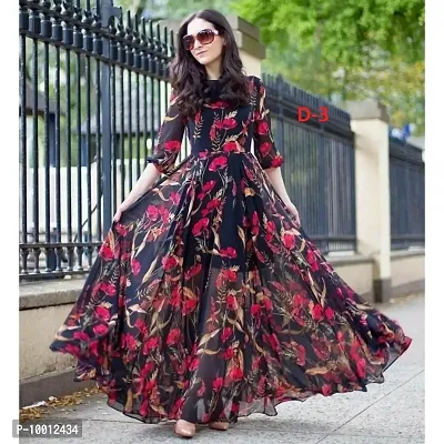 Stylish Fancy Georgette Printed Ethnic Gowns For Women-thumb0
