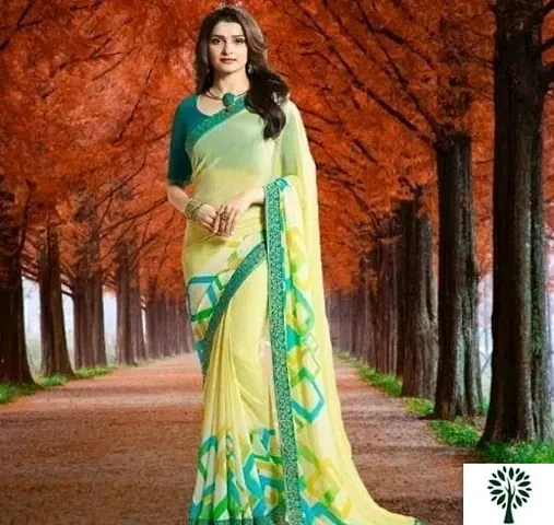 Georgette Printed Sarees with Blouse piece