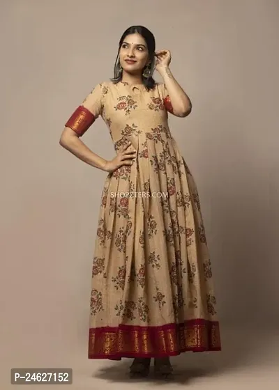 Stylish Women Chanderi Cotton Ethnic Gown