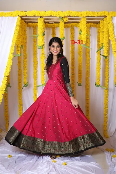 Bollywood Style Taffeta Silk Ethnic Gowns 