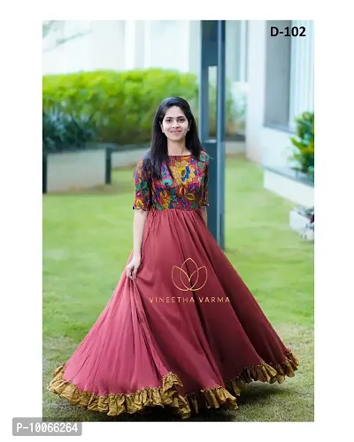 Attractive Georgette Multicoloured Printed Flared Gown For Women