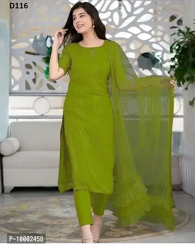 Trendy Women Rayon Kurta, Bottom and Dupatta Set-thumb0