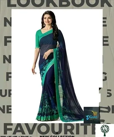 New Trendy Chiffon Saree with Blouse piece