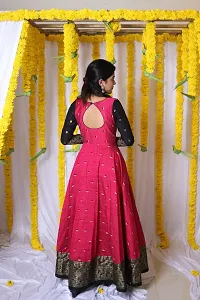 Stylish Fancy Taffeta Silk Woven Design Ethnic Gown For Women-thumb3