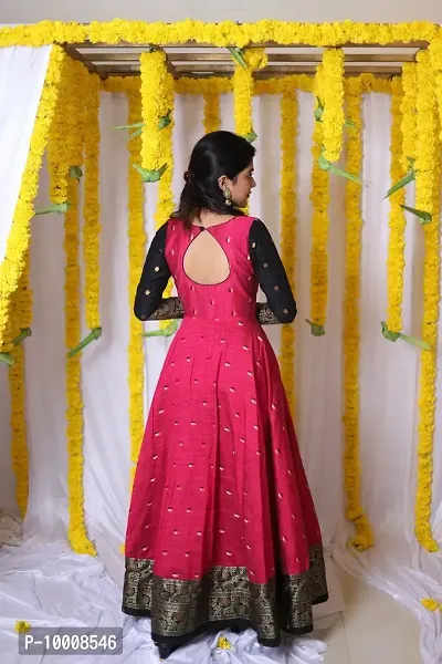 Stylish Fancy Taffeta Silk Woven Design Ethnic Gown For Women-thumb4