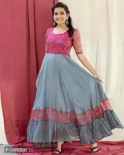 Stylish Grey Georgette Anarkali Gown For Women-thumb3