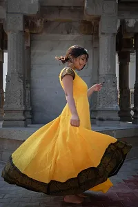 Stylish Fancy Chanderi Silk Woven Design Ethnic Gown For Women-thumb2