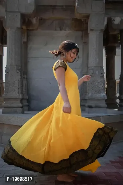 Stylish Fancy Chanderi Silk Woven Design Ethnic Gown For Women-thumb3