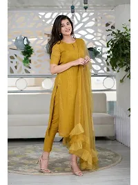 Attractive Yellow Cotton Solid A-Line Kurta Pant Set For Women-thumb2