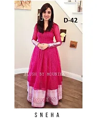 Stylish Fancy Chanderi Cotton Woven Design Ethnic Gown For Women-thumb2