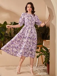 Stylish  Georgette Dress  Printed Flared For Women-thumb1