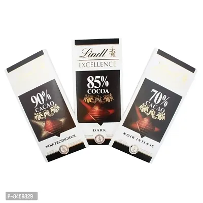 Lindt Excellence Combo of 90%, 85% and 70% Cocoa Dark Chocolate Bar, 100g Each (Pack of 3)